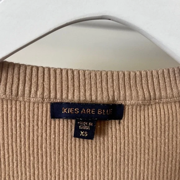 FINAL PRICE Skies Are Blue Tan Ribbed Short Sleeve Top - Picture 4 of 5